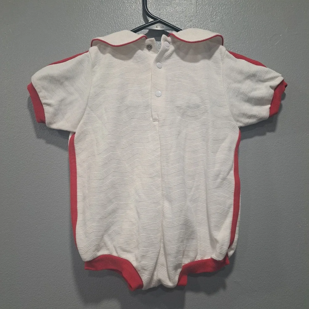 VTG‎ Babycrest Nautical Sailboat Bubble Romper White Red 6-9M WPL 11403